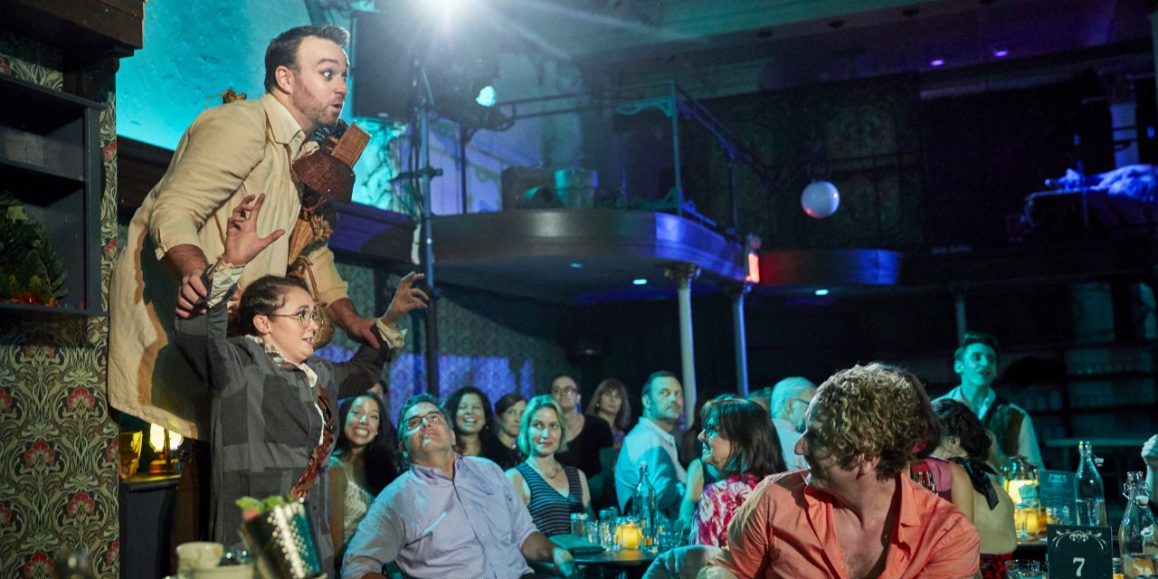 Charles Osborne and Caroline Amos in Food of Love and Third Rail Projects' production of "Midsummer: A Banquet" at Café Fae. Photo by Chad Batka.