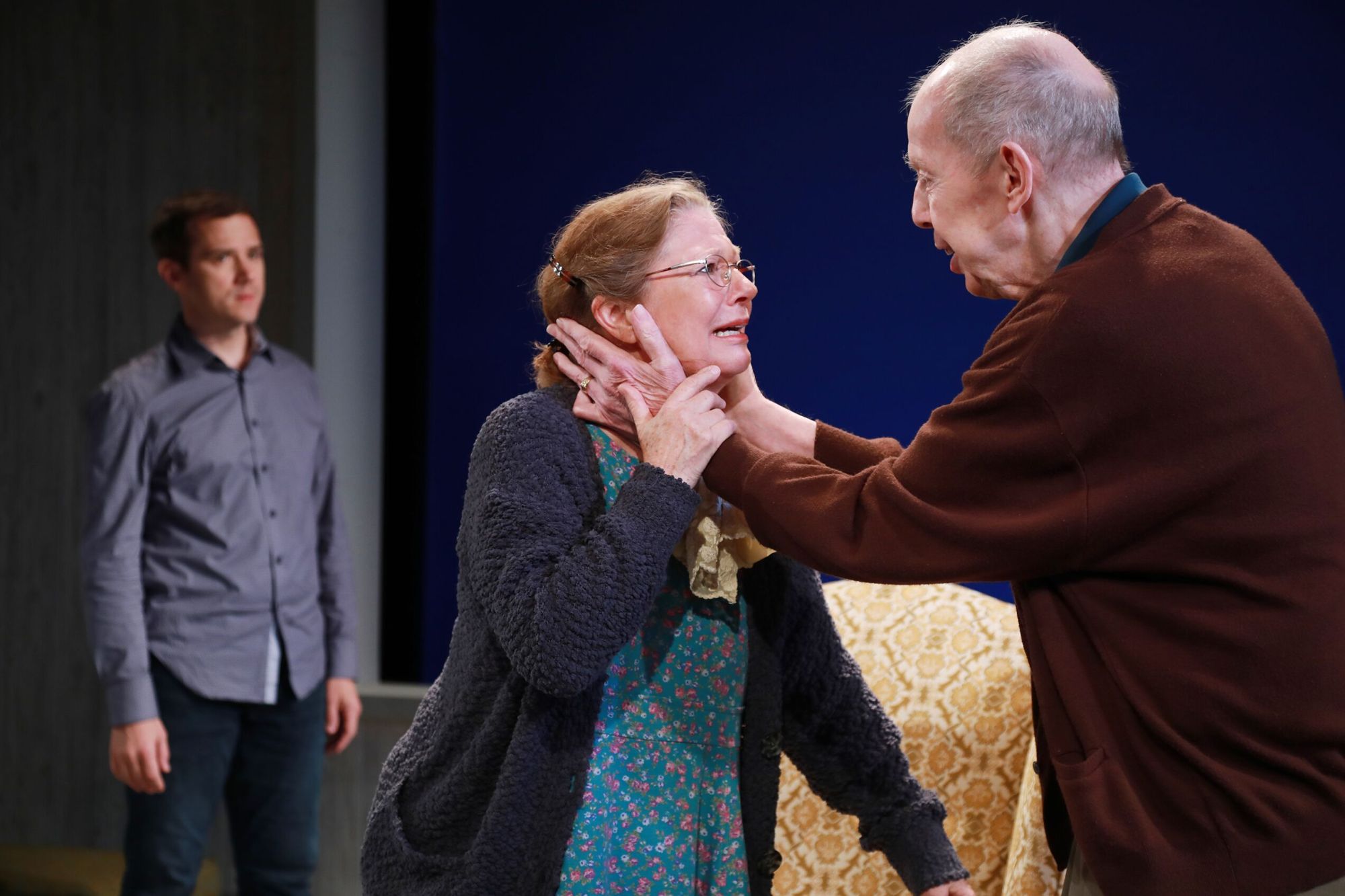 Richard Gallagher, Deborah Hedwall, Jonathan Hogan in David Young's "All My Fathers" at La MaMa. Photo by Theo Cote.