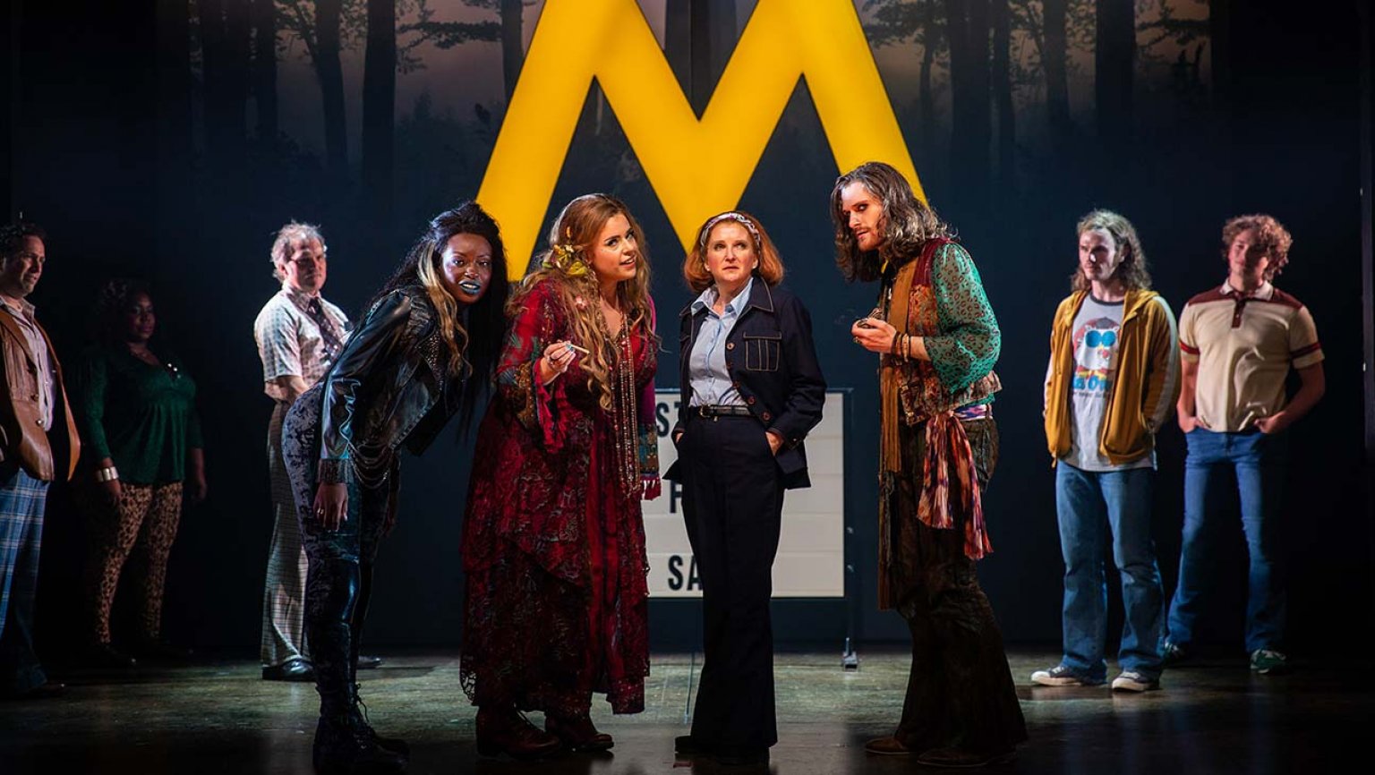 The company of Roundabout Theatre Company's production of "Scotland, PA" by Adam Gwon and Michael Mitnick at the Laura Pels Theatre. Photo by Nina Goodheart.