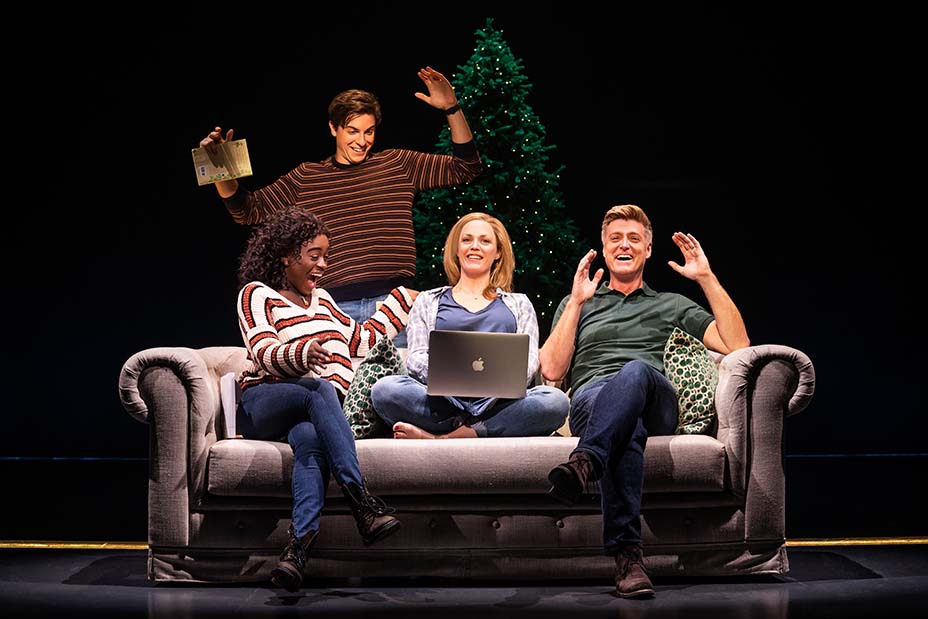 Celia Rose Gooding, Derek Klena, Elizabeth Stanley, and Sean Allan Krill in "Jagged Little Pill" at the Broadhurst Theatre. Photo by Matthew Murphy.