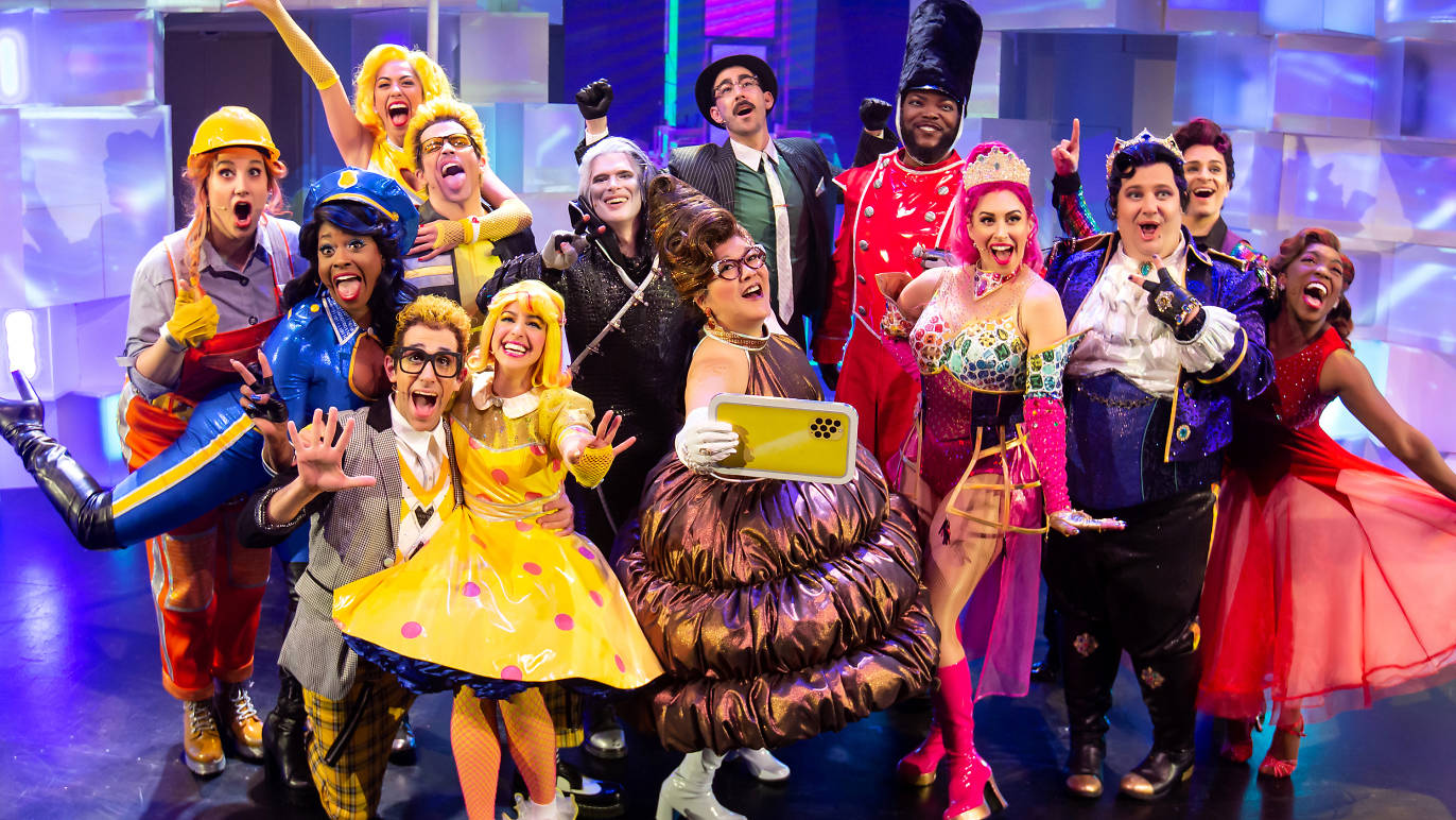 The company of Keith Harrison and Laura Schein's "Emojiland: The Musical" at the Duke on 42nd Street. Photo by Jeremy Daniel.