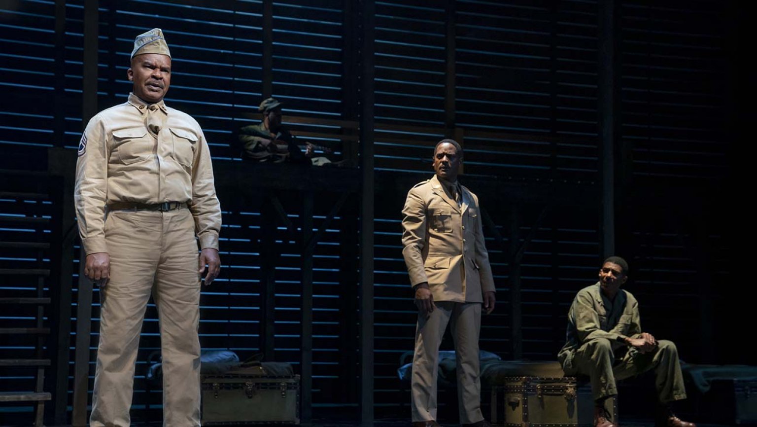 David Alan Grier, Blair Underwood, and Billy Eugene Jones in Roundabout Theatre Company's revival of "A Soldier's Play" by Charles Fuller at the American Airlines Theatre. Photo by Joan Marcus.